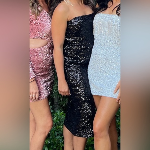 Amanda Uprichard Black Sequin Lizzy Dress - Picture 6 of 7